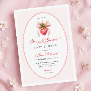 Erdbeer-Coquette-Baby-Shower-Einladung Einladung