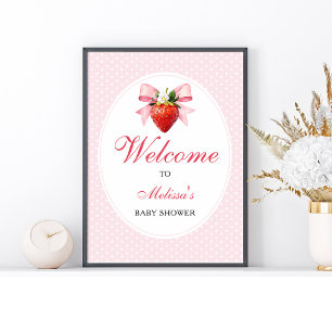 Erdbeer Coquette Rosa Babyparty Willkommen Poster