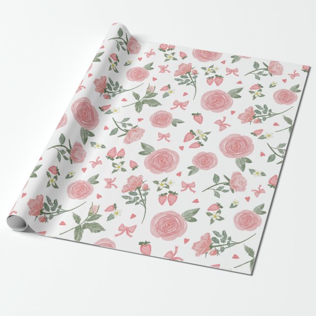 Erdbeer Crush Geschenkpapier (Ungerollt)
