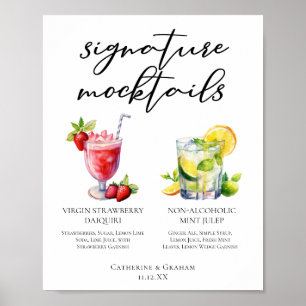 Erdbeer Daiquiri Mint Julep Mocktails Menü Poster