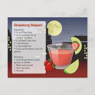 Erdbeer-Daiquiri-Rezeptkarte Postkarte