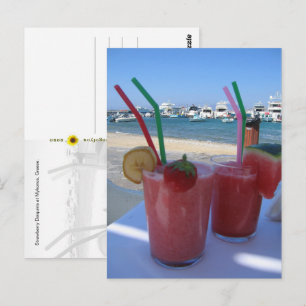 Erdbeer Daiquiris, Mykonos, Griechenland - Postkarte