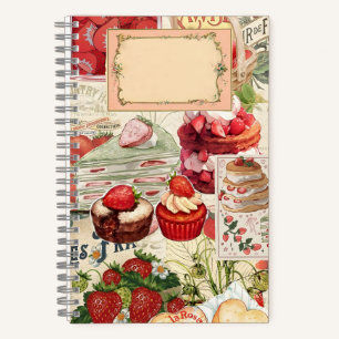 Erdbeer-Dessert-Träume: Eine Vintage-Collage Notizbuch
