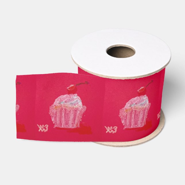 Erdbeer-Frosting Ripsband (Spule)