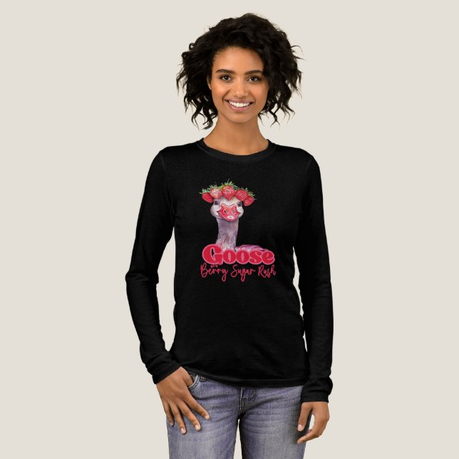 Erdbeer-Gans Lustige Gans mit Erdbeeren Tri-Blend Shirt (Volle Vorderseite)