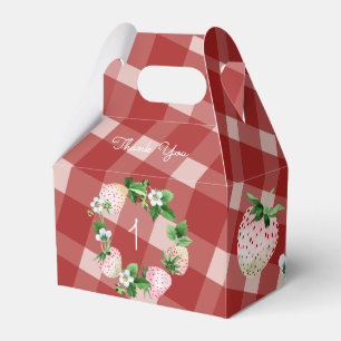 Erdbeer-Geburtstagsfeier Rosa Weiße Frucht Kariert Geschenkschachtel