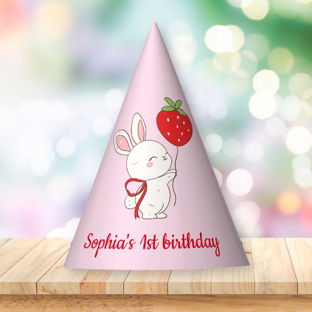 Erdbeer-Hasen-Geburtstag Rosa Partyhütchen (Von Creator hochgeladen)