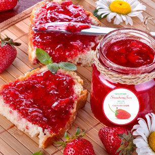 Erdbeer-Illustration Marmelade Runder Aufkleber