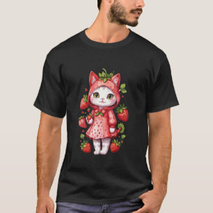 Erdbeer Kätzchen Regenmantel T-Shirt
