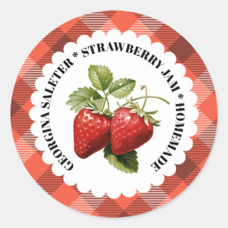 Erdbeer-Marmelade Vintage-Label Konserven-Label Runder Aufkleber