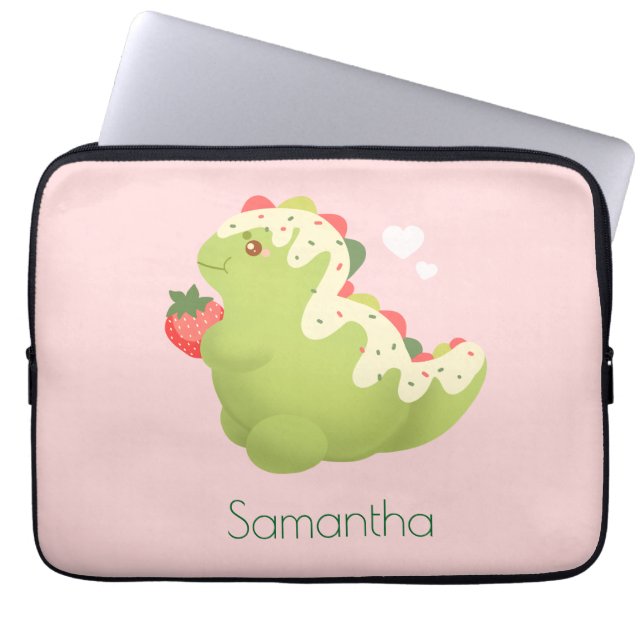 Erdbeer-Matcha-Dinosaur  Laptopschutzhülle (Vorderseite)