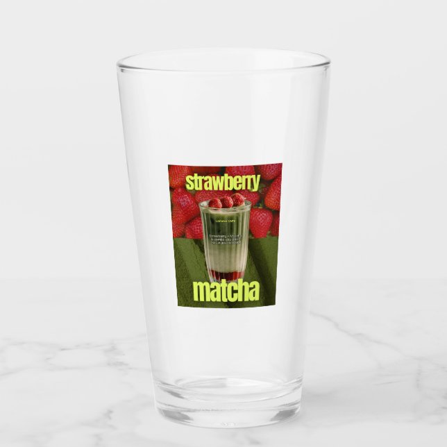 Erdbeer-Matcha-Latte-Plakat – Trendiges Café-Geträ Glas (Vorderseite)