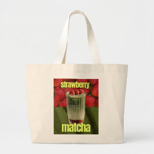 Erdbeer-Matcha-Latte-Plakat – Trendiges Café-Geträ Jumbo Stoffbeutel