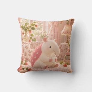 Erdbeer-Milch-Tapir-Gemütliches-Rosa-Häuschen Kissen
