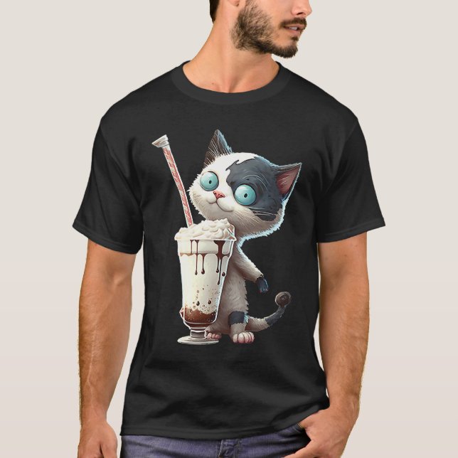 Erdbeer-Milchshake-Katze  1 T-Shirt (Vorderseite)