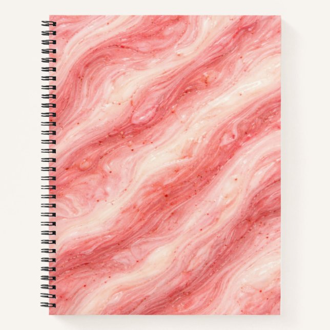 Erdbeer-Milchshake-Marmor-Textur Notizbuch (Vorderseite)