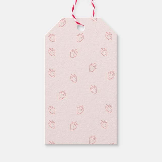Erdbeer-Minimalismus Geschenkanhänger (Vorderseite)
