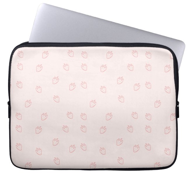 Erdbeer-Minimalismus Laptopschutzhülle (Vorderseite)