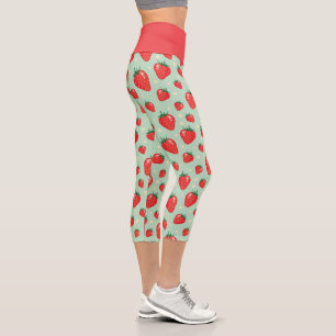 Erdbeer-Minze-Sommer Capri Leggings