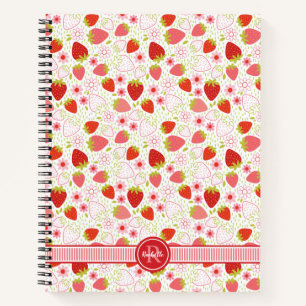 Erdbeer-Monogramm-Fruchtmuster Notizbuch