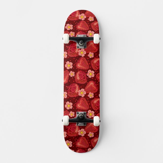 Erdbeer-Muster 2 2 Skateboard (Vorderseite)