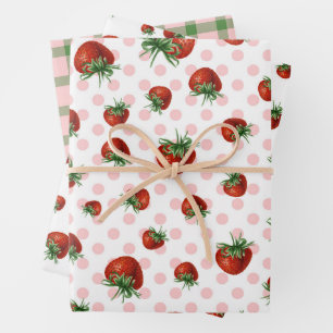 Erdbeer-Muster-Baby-Party Geschenkpapier Set