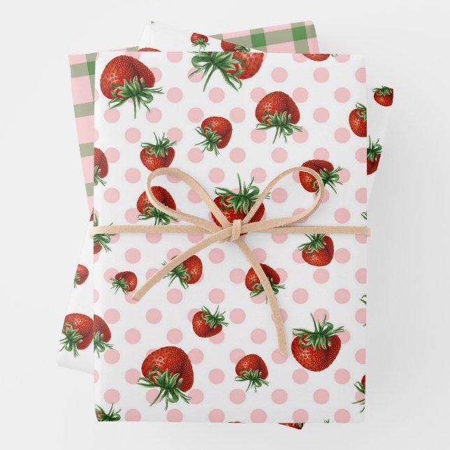 Erdbeer-Muster-Baby-Party  Geschenkpapier Set (Beispiel)