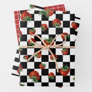 Erdbeer-Muster-Baby-Shower Geschenkpapier Set