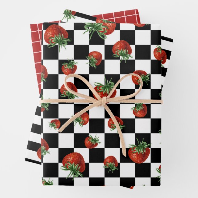 Erdbeer-Muster-Baby-Shower  Geschenkpapier Set (Beispiel)