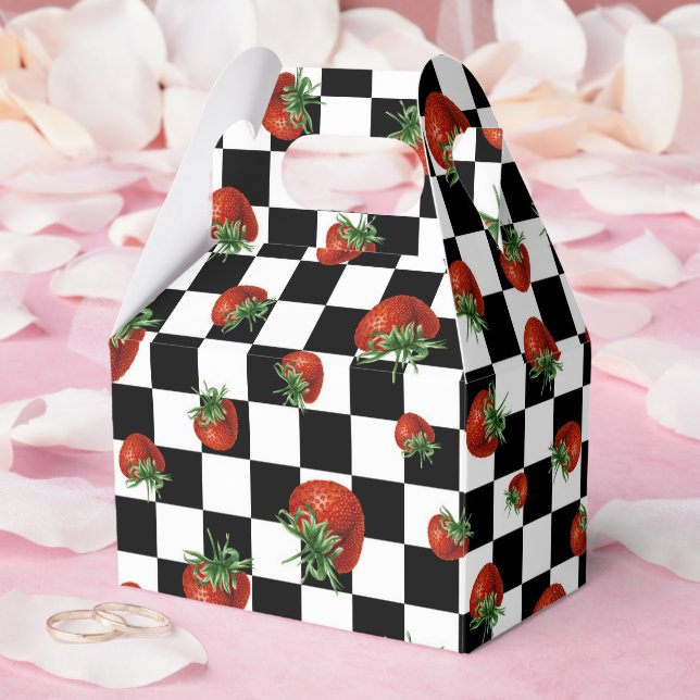 Erdbeer-Muster Geschenkschachtel (Hochzeit)