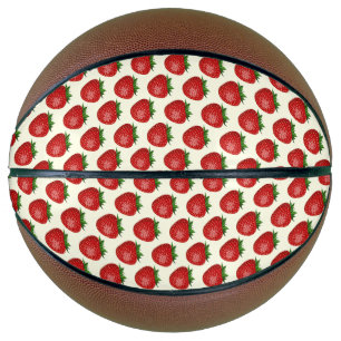 Erdbeer-Muster, rote Erdbeeren, Obst, Blatt Basketball