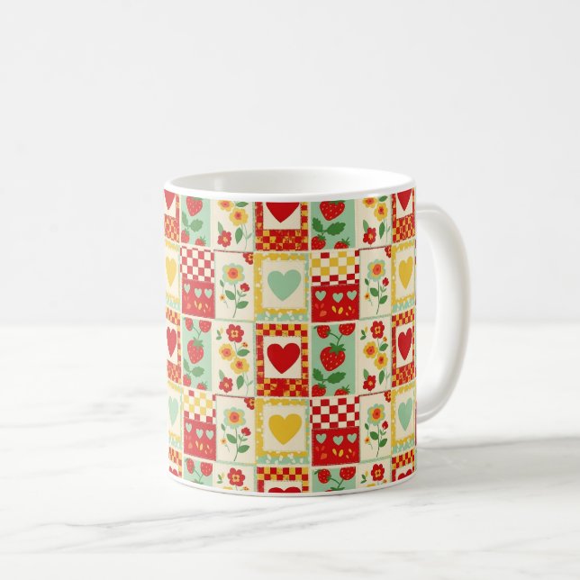 Erdbeer-Patchwork-Picknick (1) Kaffeetasse (VorderseiteRechts)