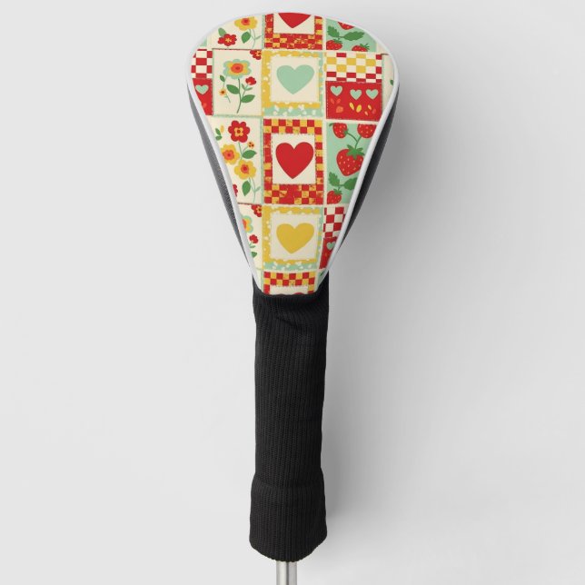 Erdbeer-Patchwork-Picknick Golf Headcover (Vorderseite)