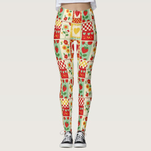 Erdbeer-Patchwork-Picknick Leggings
