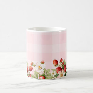 Erdbeer rosa Gingham-Baby-Party Kaffeetasse