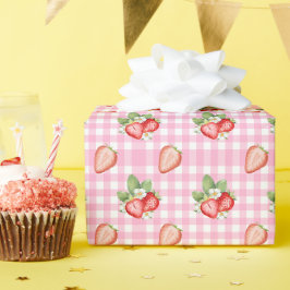 Erdbeer-Rosa-Gingham-Karo-Geschenkpapier Geschenkpapier