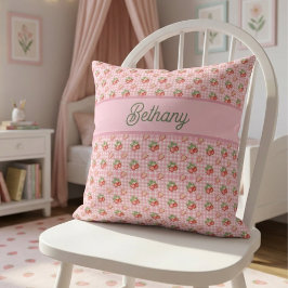 Erdbeer-Rosa-Gingham-Karomuster Kissen