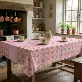 Erdbeer-Rosa Gingham-Karomuster Tischdecke