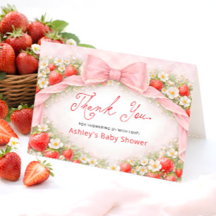 Erdbeer-Schleife Baby Shower Dankeschön Dankeskarte