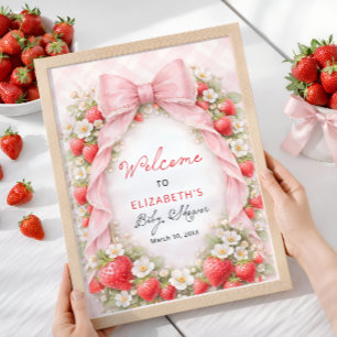 Erdbeer-Schleife Coquette Baby-Shower-Willkommen  Poster