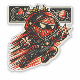 Erdbeer-Sternen-Attentäter — Vintage-Sternen-Ninja Aufkleber
