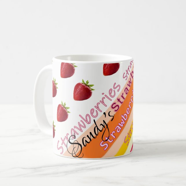 Erdbeer-Streifen-Tasse Kaffeetasse (Vorderseite Links)