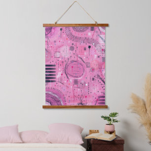 Erdbeer-Sundae-Abstrakte Kunst  Wandteppich Mit Holzrahmen