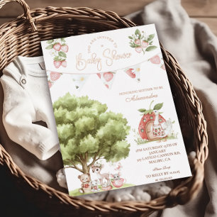 Erdbeer-Wald-Baby-Party Folieneinladung