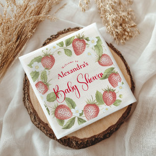 Erdbeer-Wald-Baby-Party Serviette