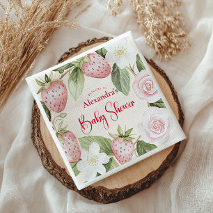 Erdbeer-Wald-Baby-Party Serviette