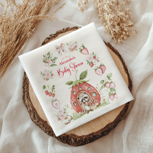 Erdbeer-Wald-Baby-Party Serviette
