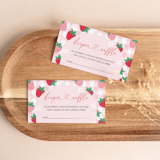 Erdbeer-Windel-Raffle-Baby-Shower-Beilage Begleitkarte