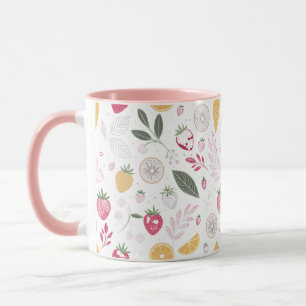 Erdbeer-Zitrus-Botanik-Muster – 11 oz Kombi-Tasse Tasse