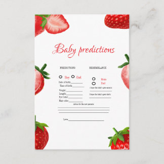 Erdbeerbaby-Vorhersage Baby Shower Spiel Karte